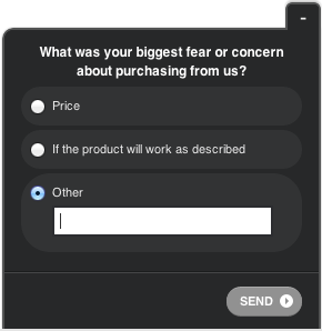 Exit survey questions for an e-commerce store using Qualaroo